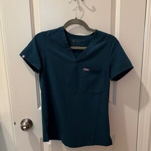 Figs Catarina One-Pocket Scrub Top-Caribbean Blue